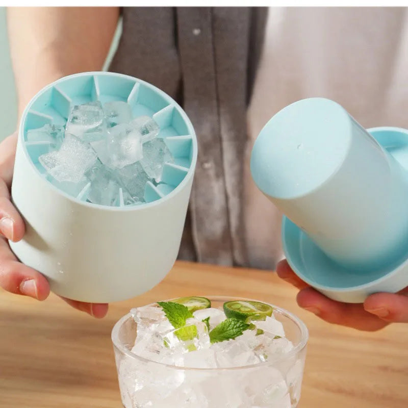 Moule à glaçons en silicone Seau à glace rond Été Fait maison DIY Réfrigérateur Freeze Ice Maker Creative Ice Cube Mold Barware Tools