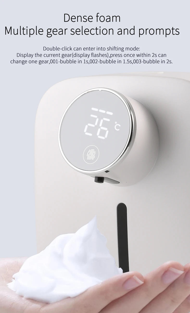 Distributeur de savon automatique mural multifonctionnel rechargeable USB Capteur infrarouge Distributeur de savon en mousse à affichage numérique LED