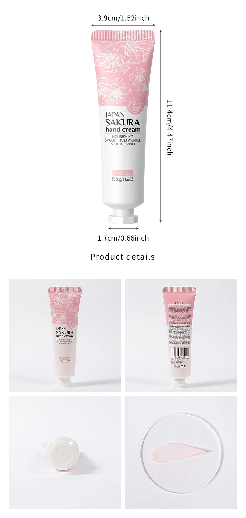 LAIKOU Sakura Crème pour les mains Blanchiment Élimination des rides Anti-fissure Hydratant Fade Lignes fines Corée Soins de la peau Santé Beauté 30g