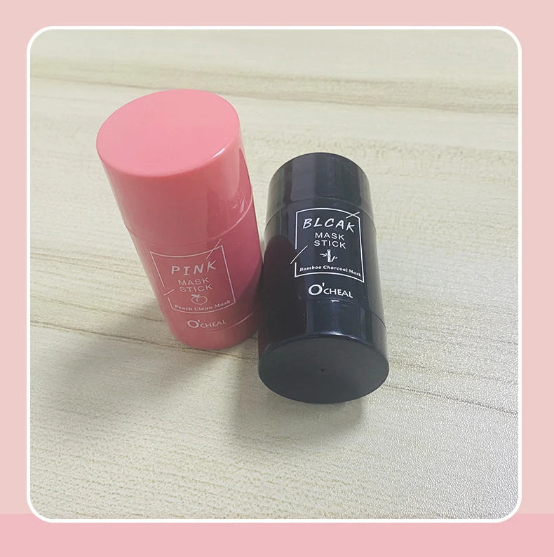 Masque facial solide Stick Thé vert Miel Pêche Nettoyage des pores Hydratant Long charbon de bois Aubergine Film de boue
