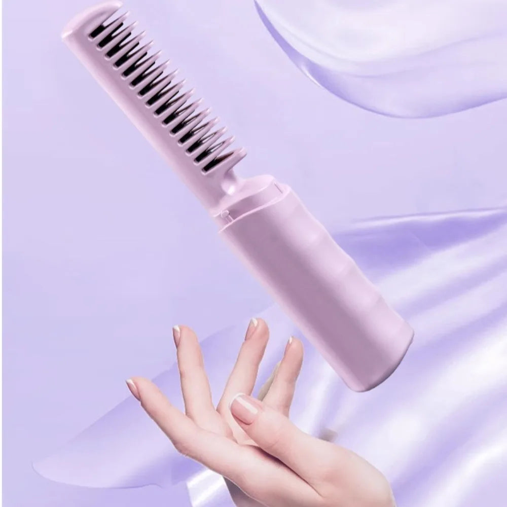 Brosse à lisser anti-brûlures USB Rechargeable électrique peigne à cheveux raides chauffage peigne lisse sans fil soins capillaires