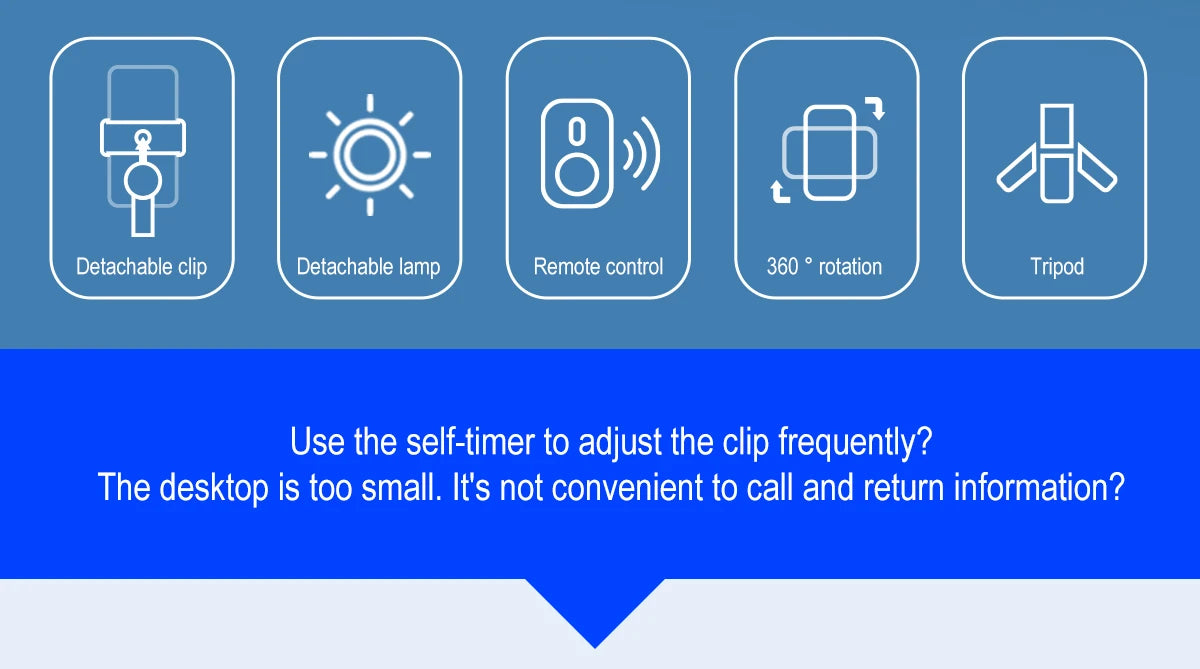 Trépied C01s Selfie Stick avec lumière de remplissage, monopode détachable de support de téléphone, télécommande Bluetooth sans fil pour Huawei iPhone Android