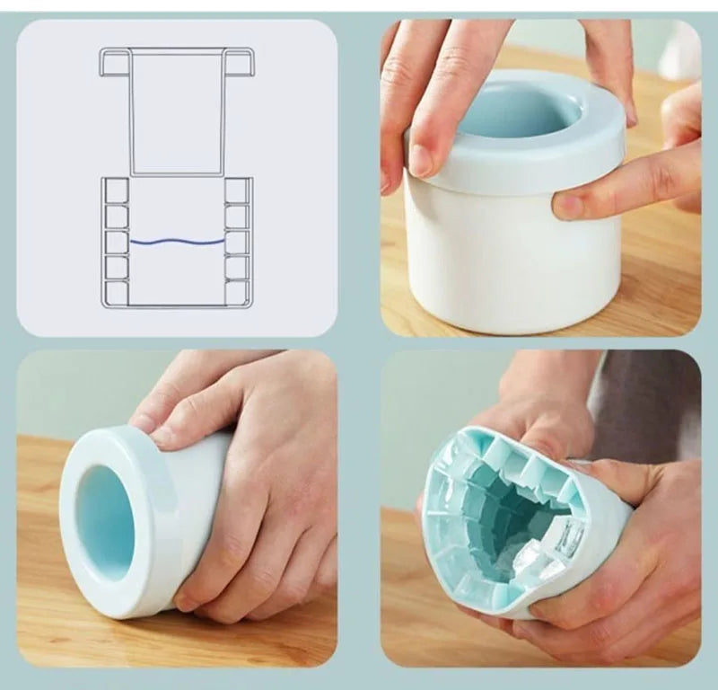 Moule à glaçons en silicone Seau à glace rond Été Fait maison DIY Réfrigérateur Freeze Ice Maker Creative Ice Cube Mold Barware Tools