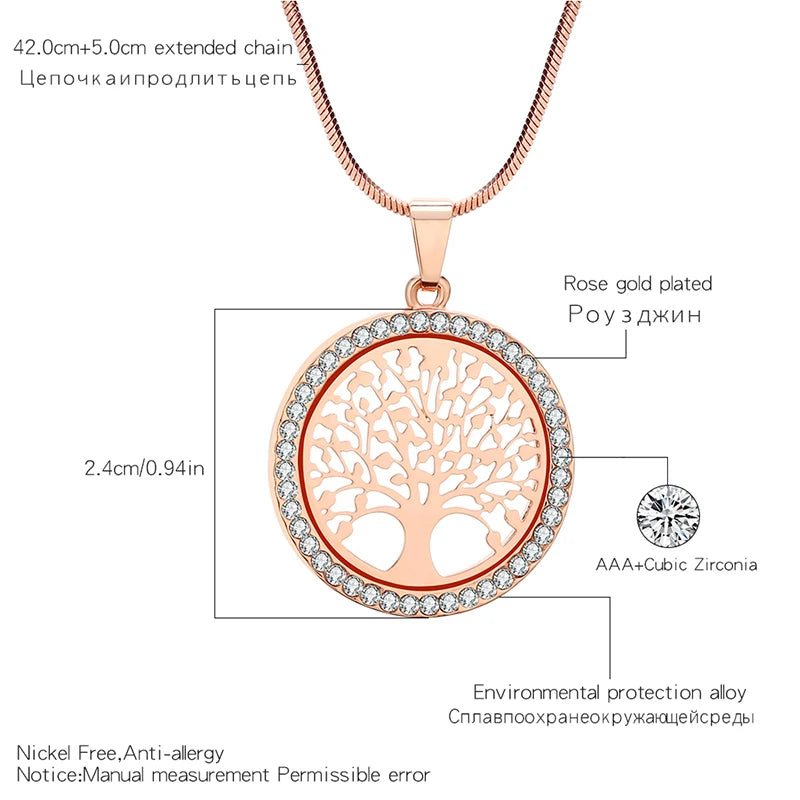 Collier Arbre de Vie Élégant – Pendentif en Strass pour Femme