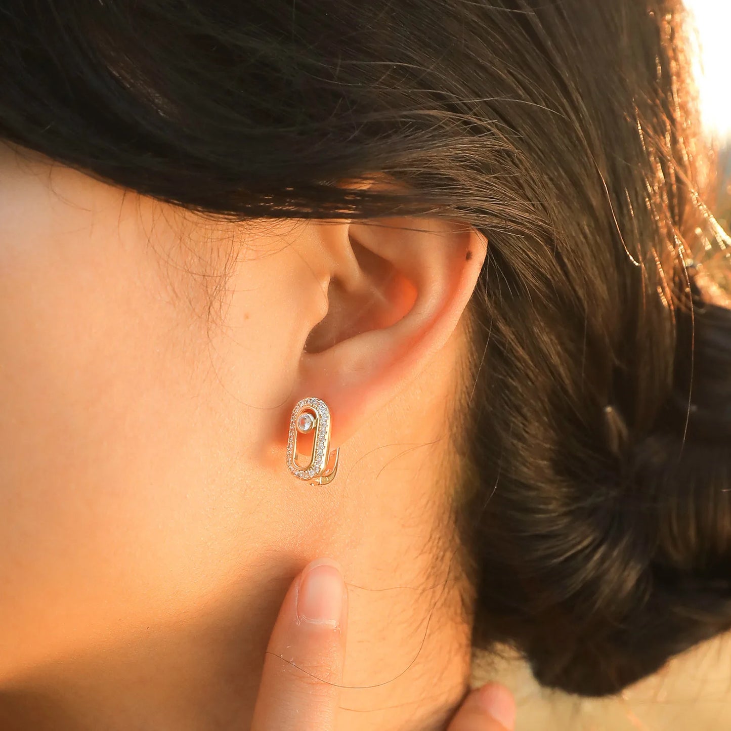 Boucles d'Oreilles Créoles Géométriques – Style Trombone & Zirconium AAA