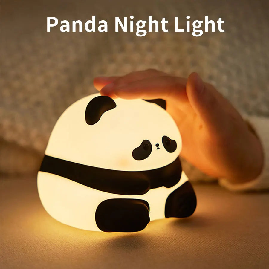 USB Rechargeable LED Veilleuse Mignon Dessin Animé Panda Silicone Lampe Timing Fonction Bureau Chevet Décor Enfants Veilleuse Cadeau