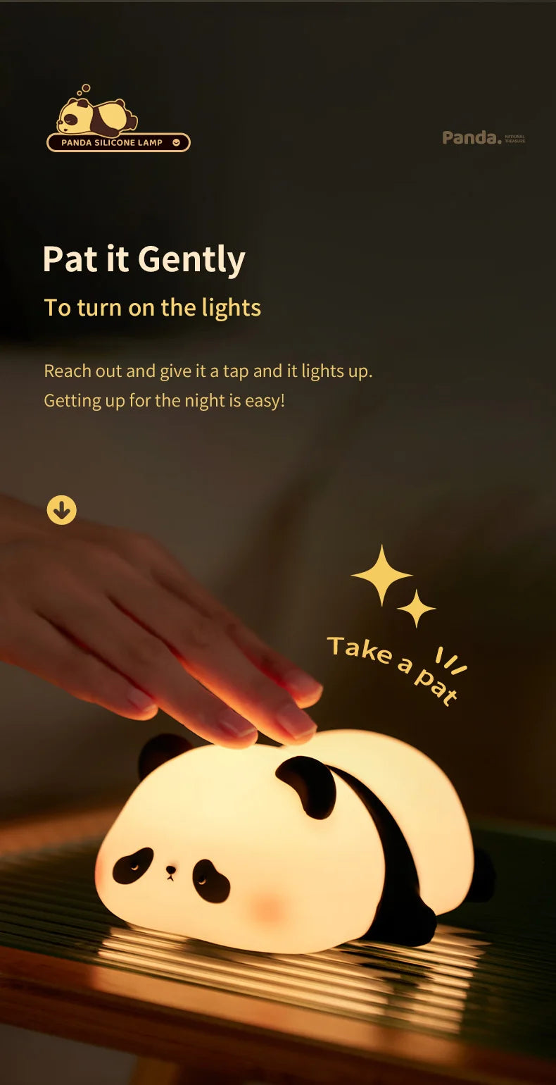 USB Rechargeable LED Veilleuse Mignon Dessin Animé Panda Silicone Lampe Timing Fonction Bureau Chevet Décor Enfants Veilleuse Cadeau