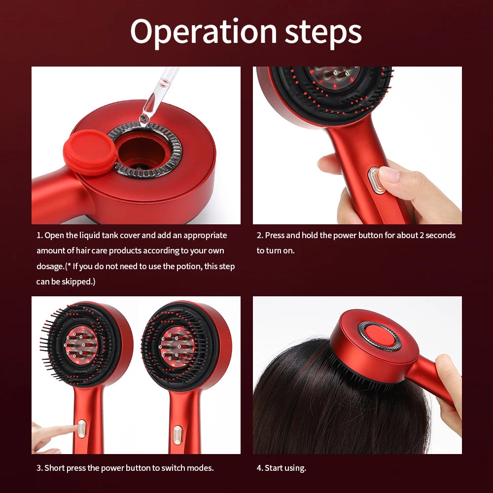 Brosse de massage à vibration électrique, portable, Applicateur liquide Masseur de cuir chevelu et Croissance des cheveux.