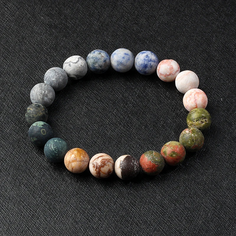 🌌 Bracelet Galaxie – 8 Planètes du Système Solaire & Étoile Gardienne
