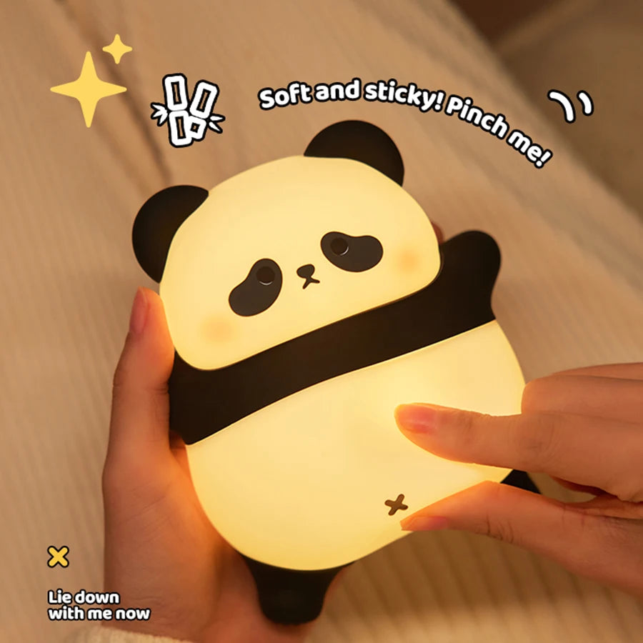 USB Rechargeable LED Veilleuse Mignon Dessin Animé Panda Silicone Lampe Timing Fonction Bureau Chevet Décor Enfants Veilleuse Cadeau