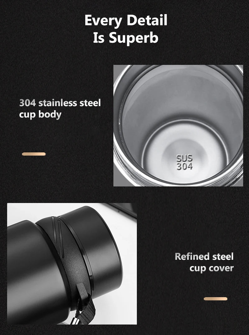Bouteille thermos en acier inoxydable 1L, garde vos boissons chaudes ou froides – idéale pour eau, thé, café, avec flacon à vide performant.