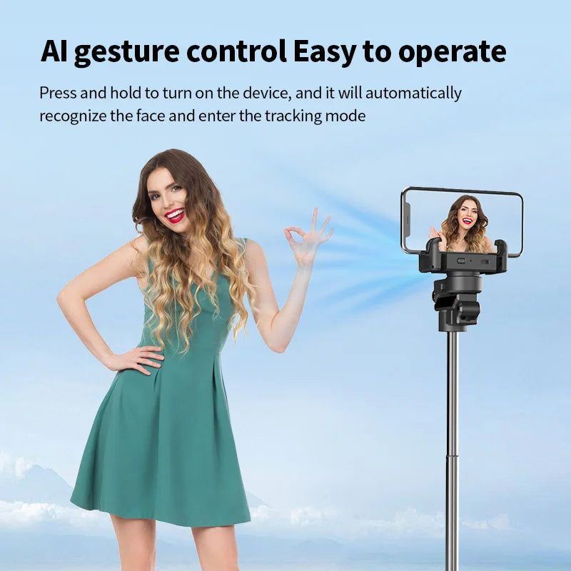 Stabilisateur d’intelligence 360 Rotation automatique Suivre le cardan, avec télécommande, selfie stabilisateur pour iPhone Android