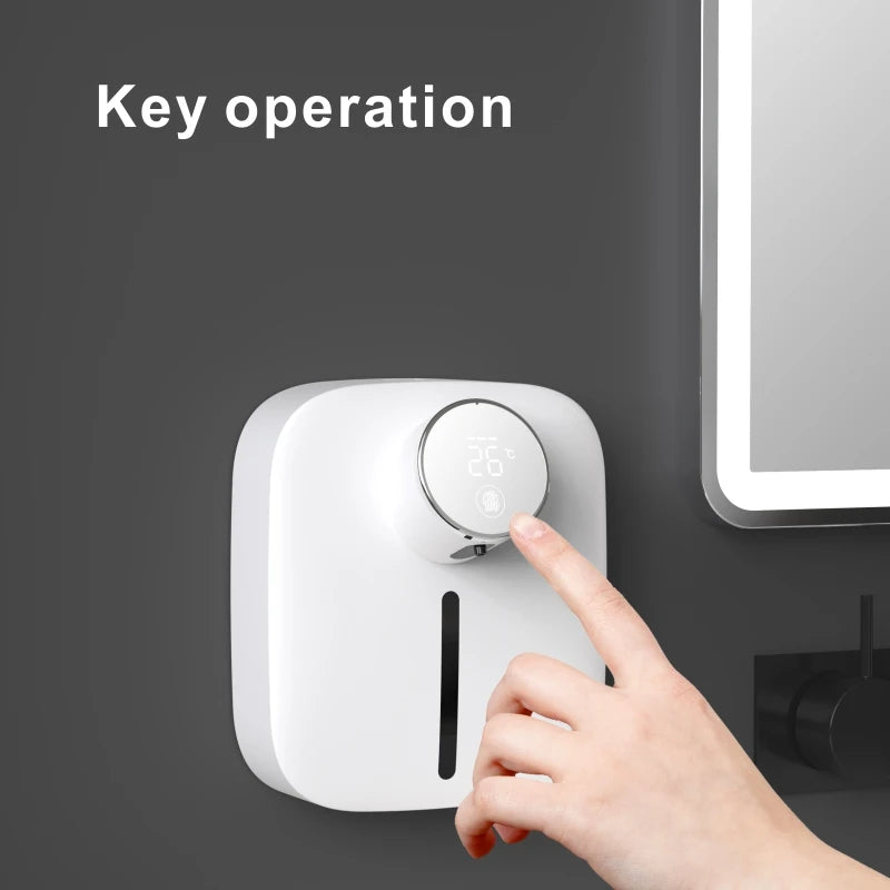 Distributeur de savon automatique mural multifonctionnel rechargeable USB Capteur infrarouge Distributeur de savon en mousse à affichage numérique LED