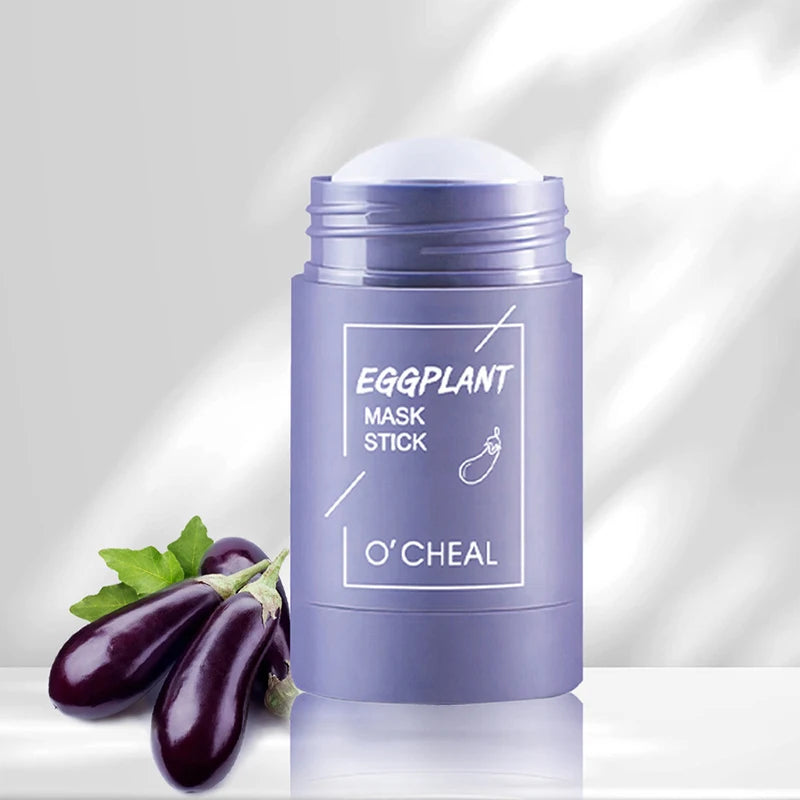Masque facial solide Stick Thé vert Miel Pêche Nettoyage des pores Hydratant Long charbon de bois Aubergine Film de boue
