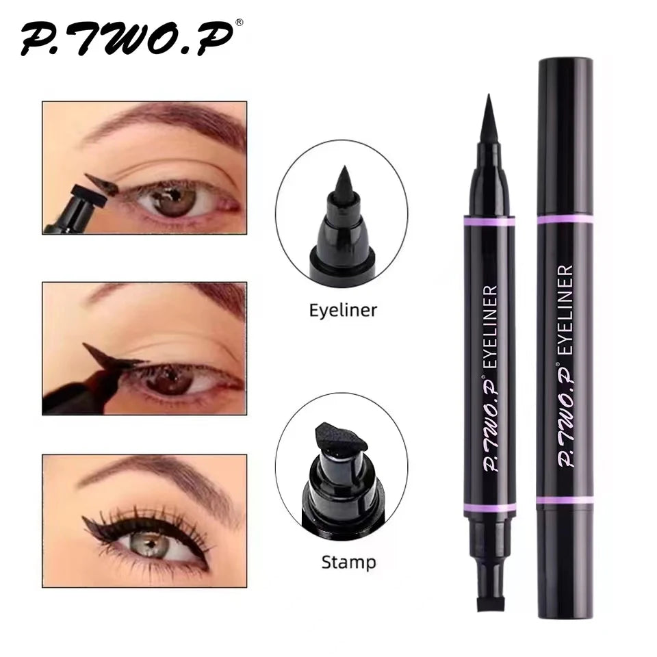 P.TWO.P Stamp Eyeliner Crayon 1 Pcs Double-end Imperméable À Séchage Rapide Longue Durée Eyeliner Liquide Maquillage Yeux Outil De Cosmétiques