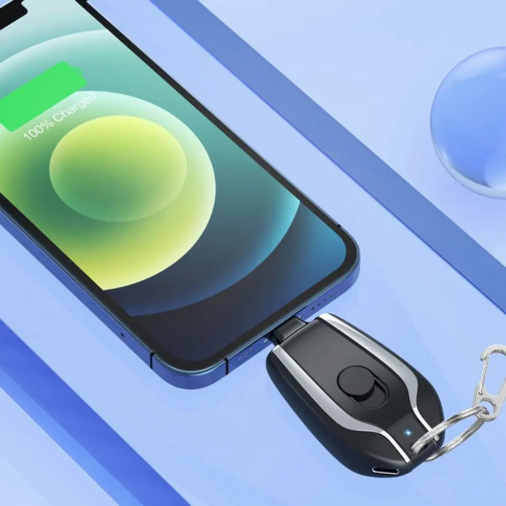 Chargeur de porte-clés portable | Mini batterie ultra-compacte de type 1500 mAh C | Banque d'alimentation de secours de charge rapide pour les appareils Iphone