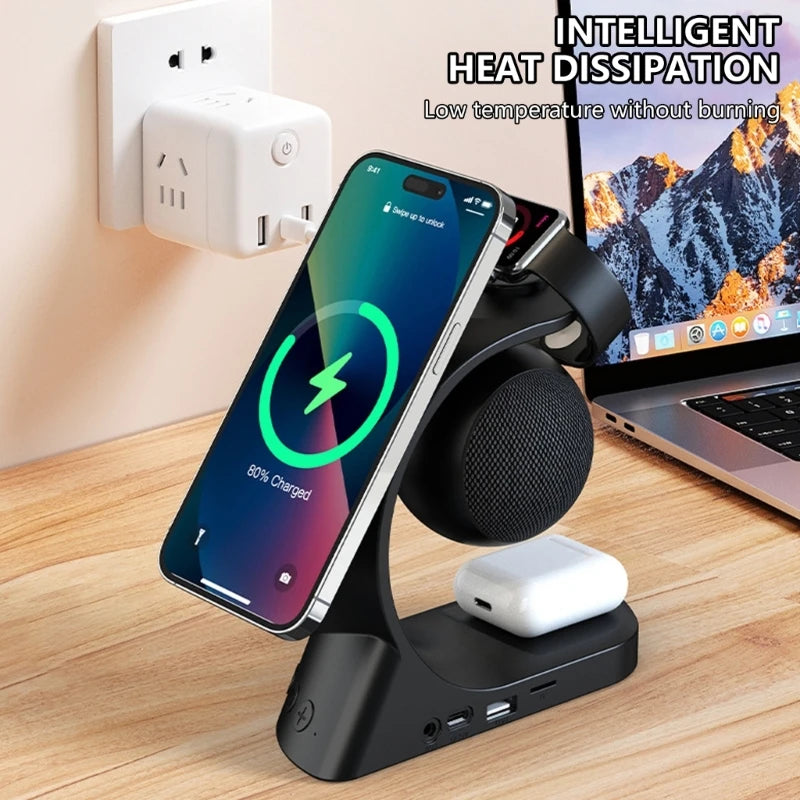 Portable Wireless Speaker with Clear Sound LED Light Effect Charging Station