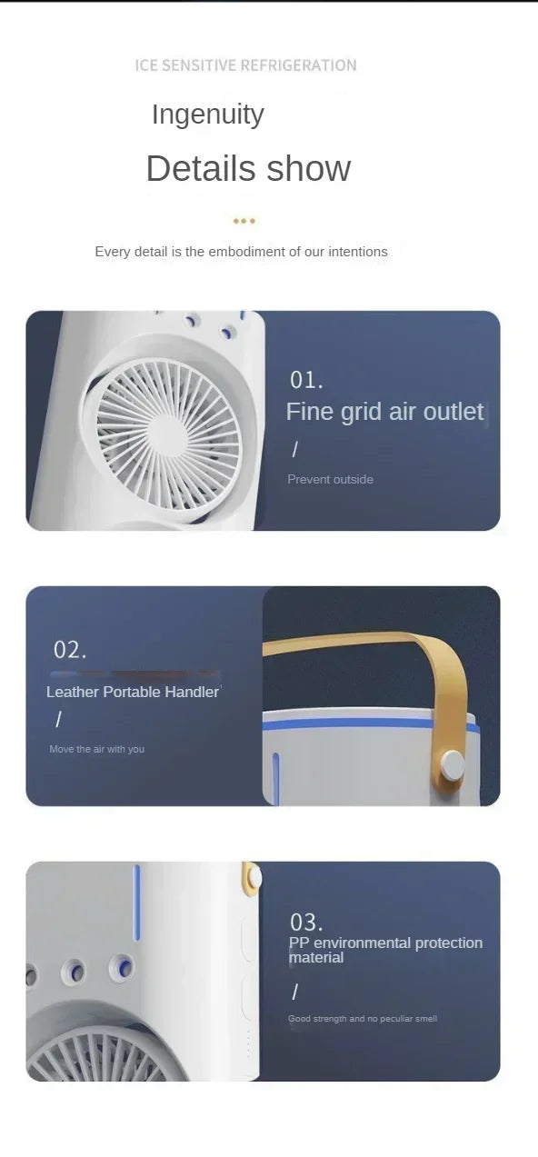 Nouveau ventilateur de climatisation par pulvérisation, portable, électrique avec lumière