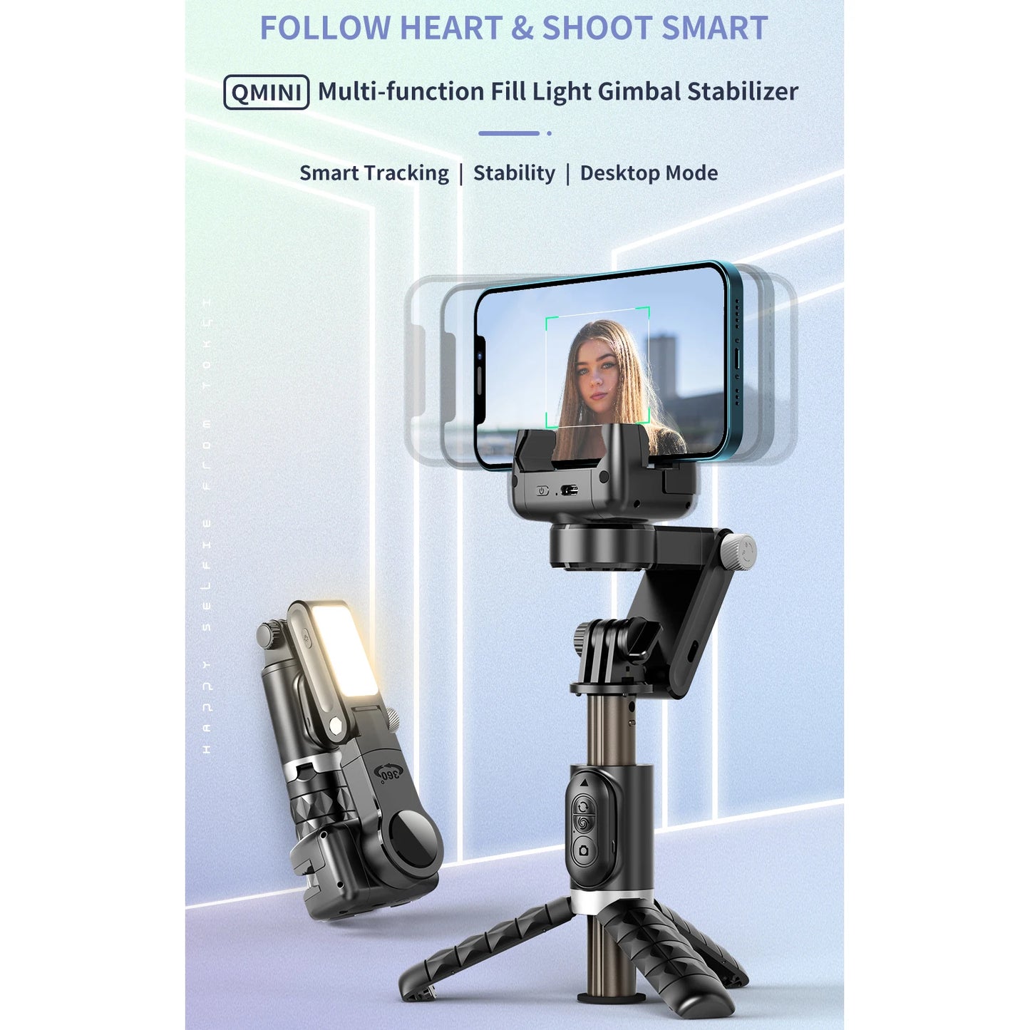 Selfie Stick Téléphone Cardan Stabilisateur Pour iPhone Android Action Caméra Trépied Téléphone Portable Cellule Mobile Smartphone Poignée Poignée Vidéo