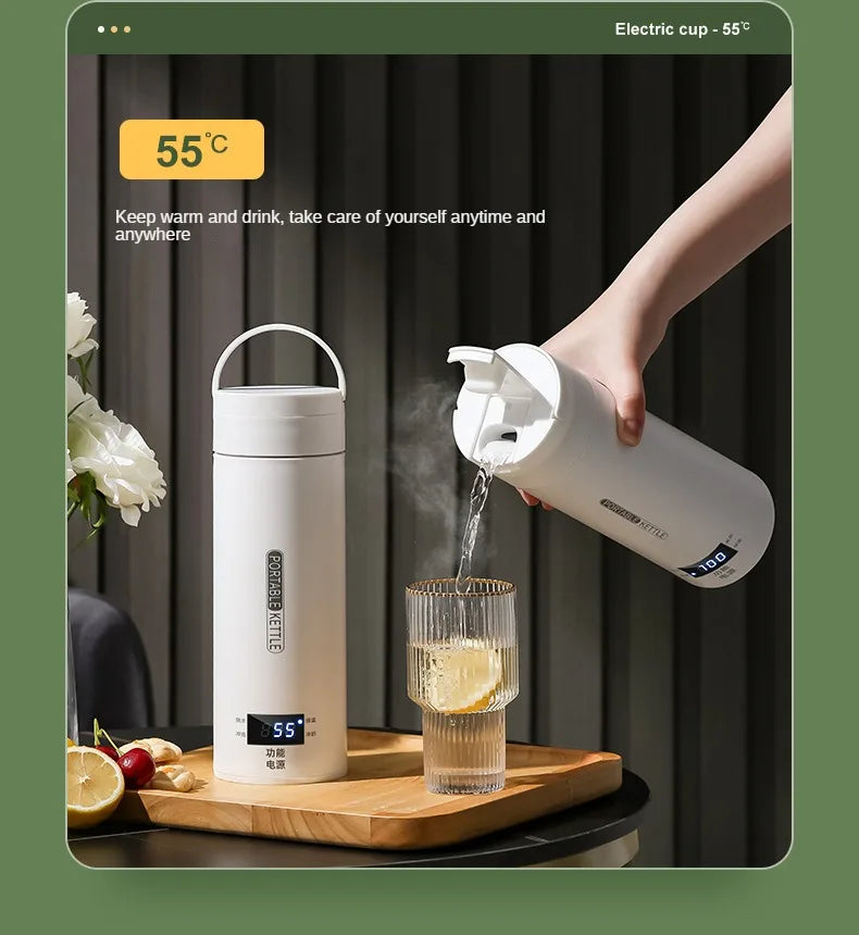 Bouilloire électrique de voyage 500ML Eau à ébullition rapide Chauffe-lait portable pour bébé Bouilloire thermo en acier inoxydable 304