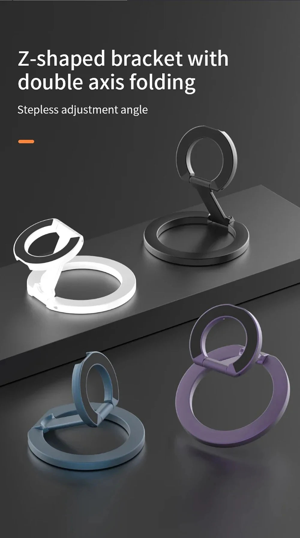 Support d'anneau de téléphone magnétique double face Support de téléphone portable pliable portable Support de voiture Accessoires de téléphone pour iPhone Huawei Xiaomi