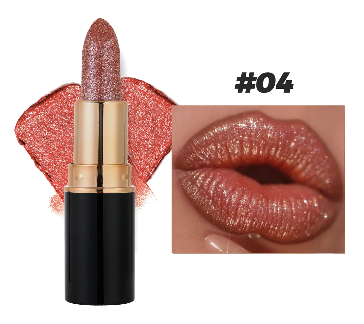 Rouge à lèvres pailleté métallisé, hydratant, waterproof, mat, diamant, nacré, baume teinté