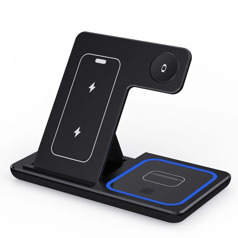 Support de chargeur sans fil pliable 3 en 1 pour iPhone 15 14 13 12 Pro Max Mini iWatch AirPods 3/2 Support de station de charge rapide