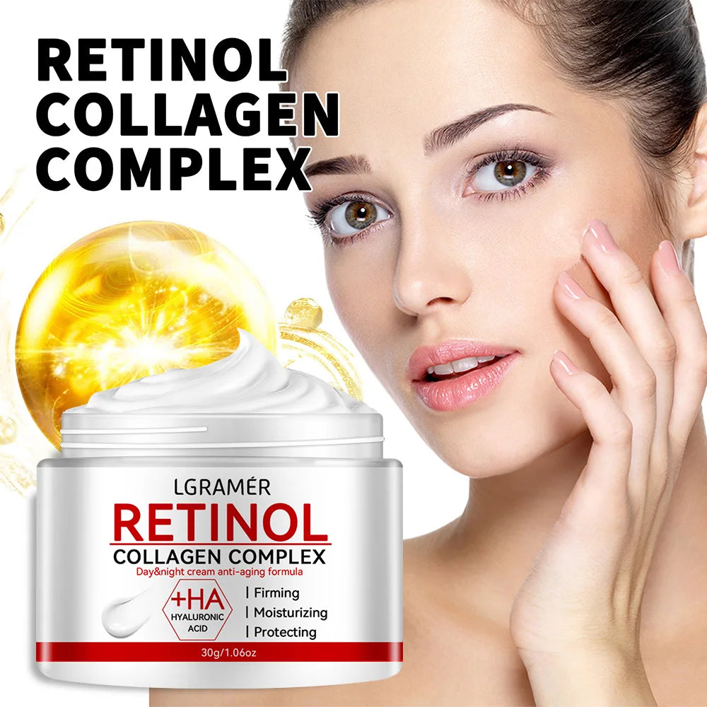 Crème raffermissante au rétinol et Collagène Rides lisses Crème pour le visage, hydratante et Éclaircissante