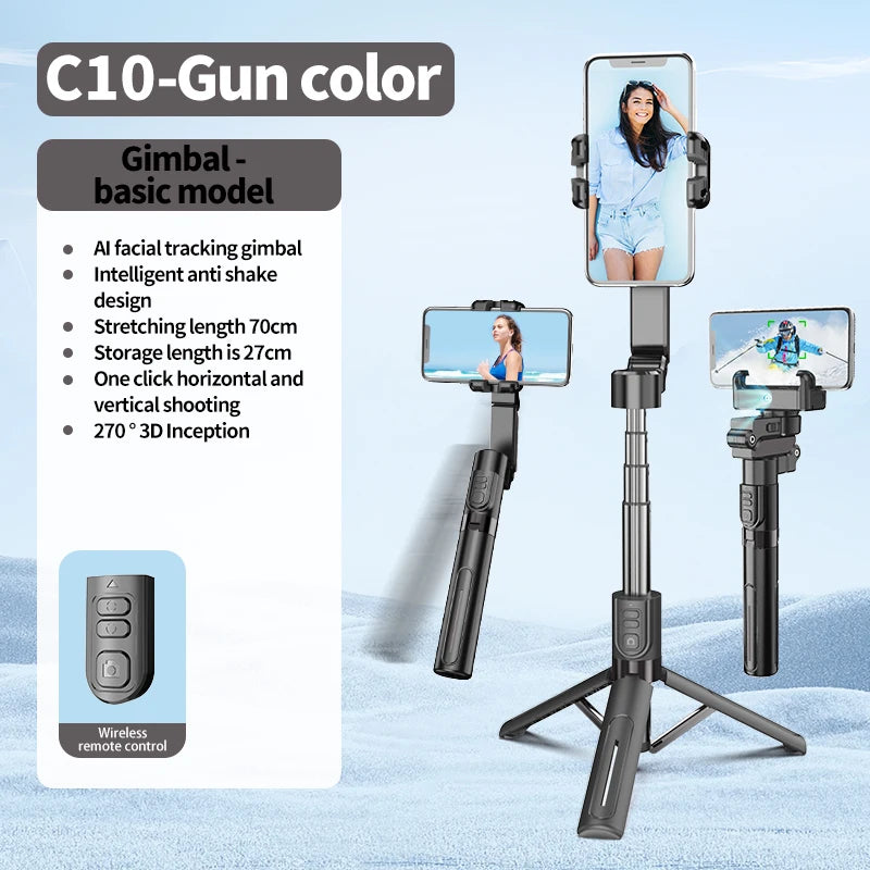 Stabilisateur d’intelligence 360 Rotation automatique Suivre le cardan, avec télécommande, selfie stabilisateur pour iPhone Android