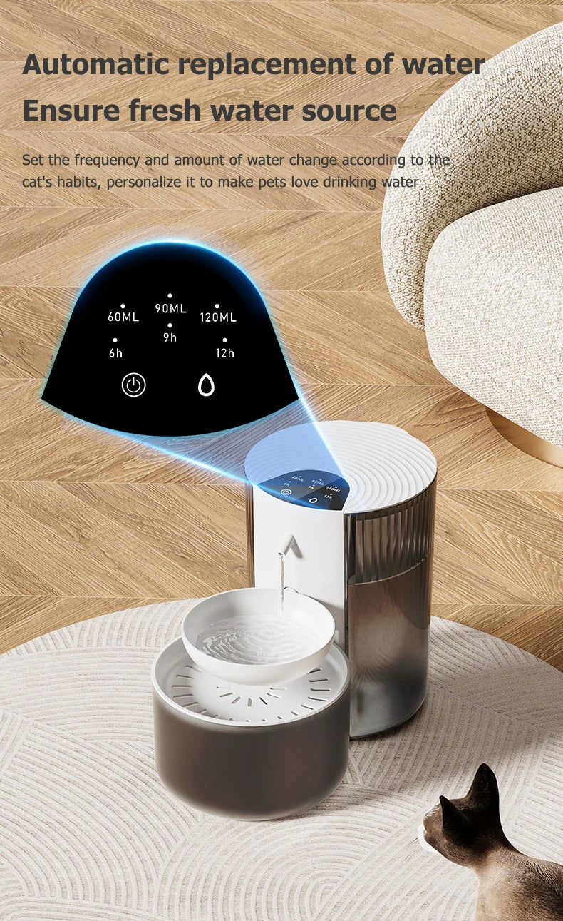 Distributeur d'eau intelligent pour animaux de compagnie, fontaine d'eau sans fil pour chat, distributeur d'eau pour chien, chargeur d'eau automatique rechargeable