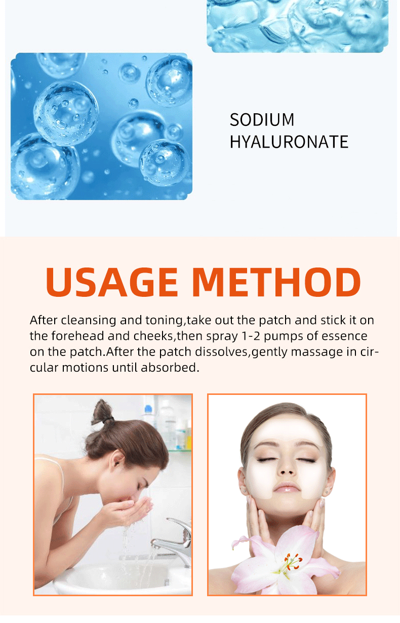 Masque de film protéiné de collagène nano hydrolysé Ensemble de pulvérisation de sérum pour le visage Réparation des rides Remplisseur de visage soluble Ensemble de soins de la peau éclaircissant