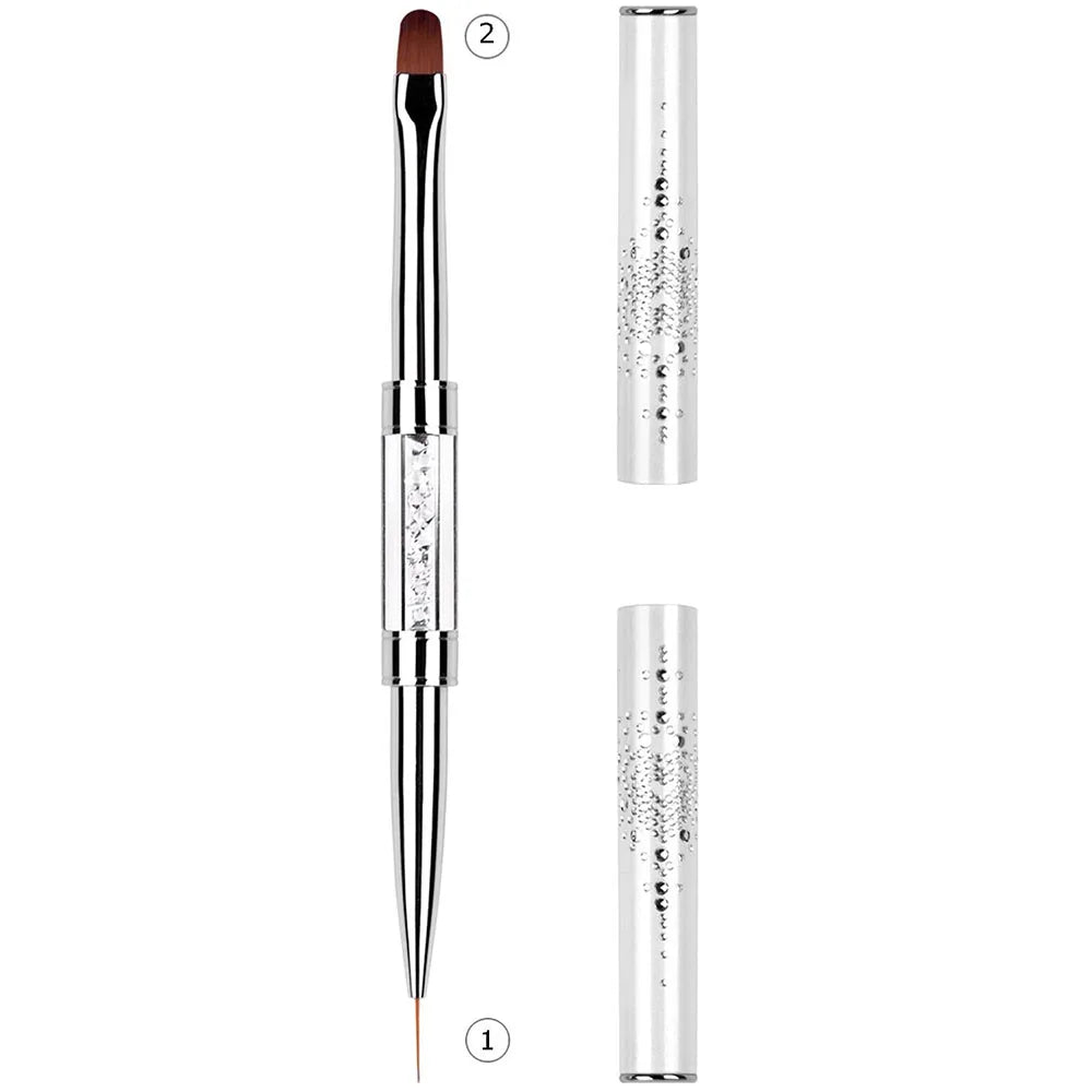 Double-extrémité Hard Nail Art Brush Builder Gel Strass Handle French Tip for Manicure Design Polish Gel Liner Professional Pen