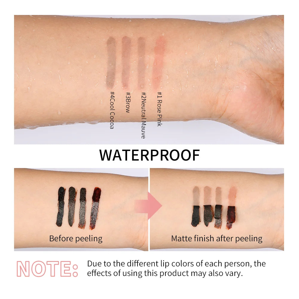 Crayon à lèvres hautement pigmenté Tatouage Matte Peel Off Améliorer le liner pour les lèvres Lasting Lip Stain Waterproof 4Colors Transfer-proof Lipstic