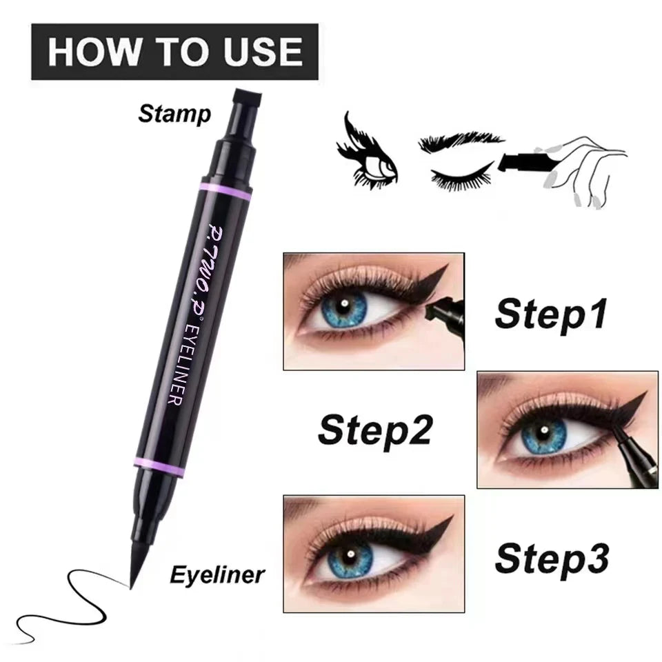 P.TWO.P Stamp Eyeliner Crayon 1 Pcs Double-end Imperméable À Séchage Rapide Longue Durée Eyeliner Liquide Maquillage Yeux Outil De Cosmétiques