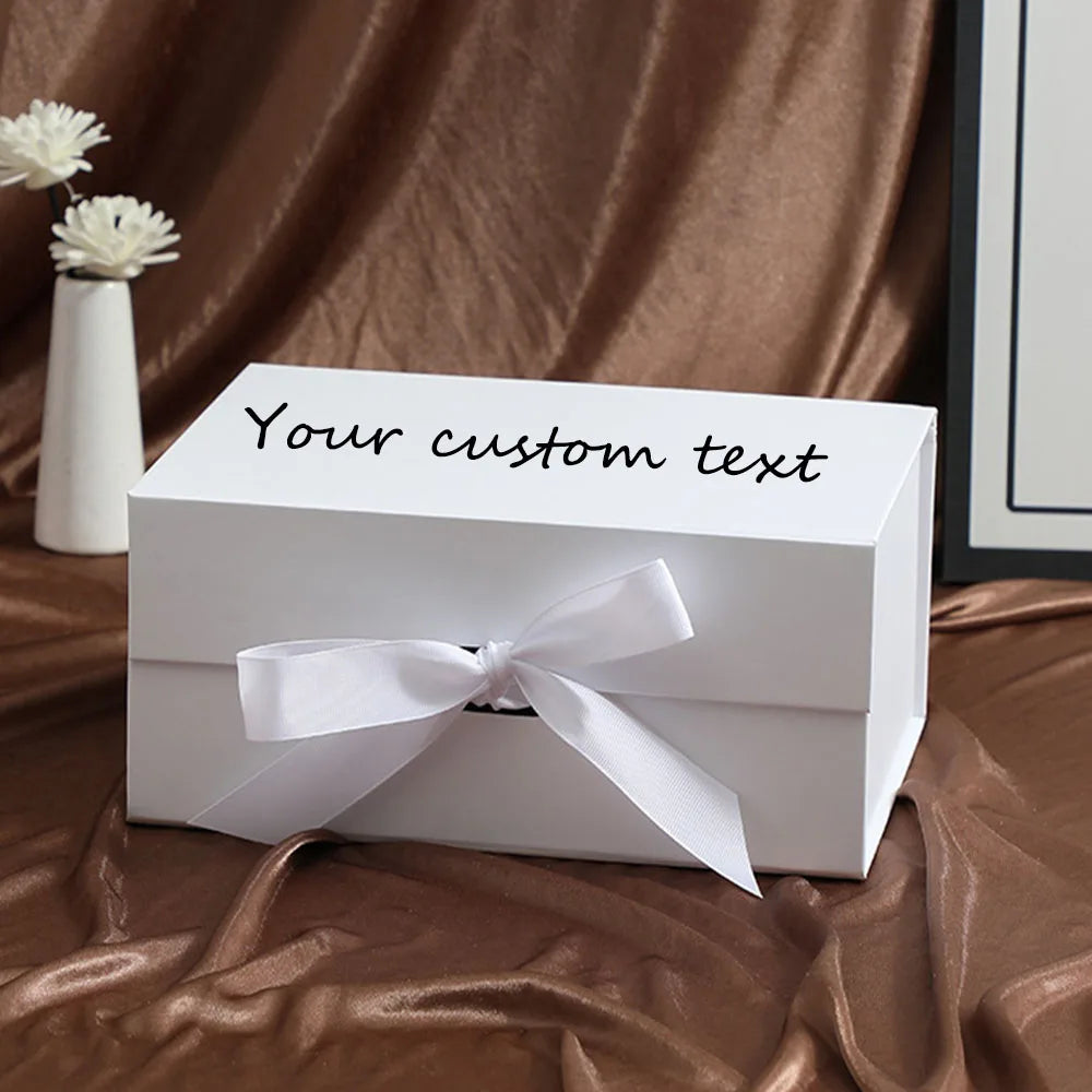 Coffret cadeau personnalisé à rabat magnétique pliable avec ruban