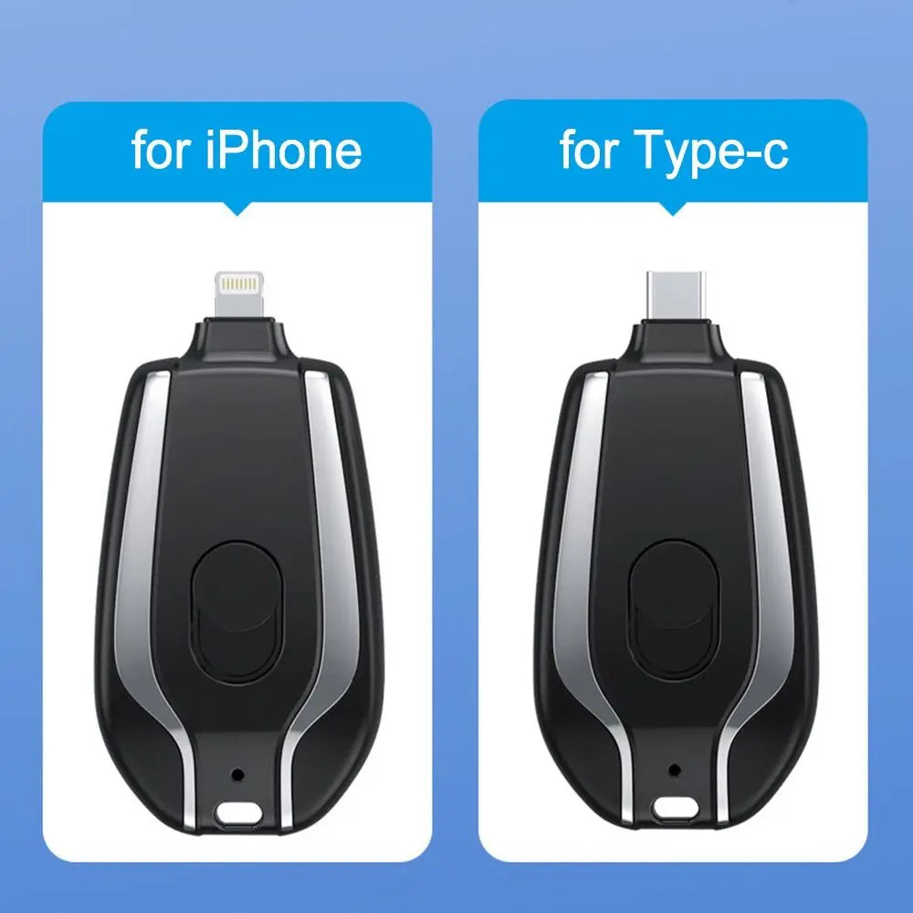 Chargeur de porte-clés portable | Mini batterie ultra-compacte de type 1500 mAh C | Banque d'alimentation de secours de charge rapide pour les appareils Iphone