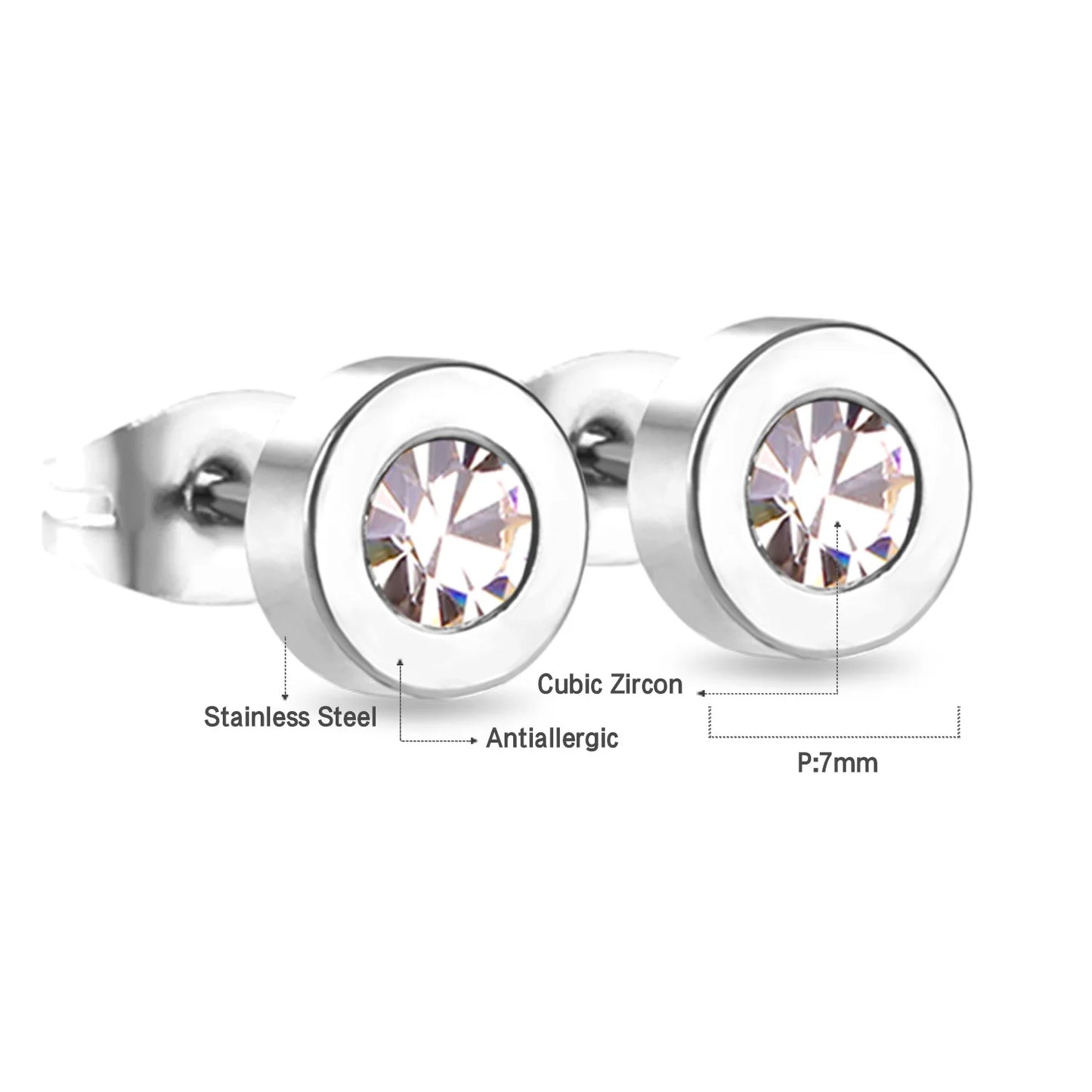 LUXUSTEEL Boucles d'oreilles en cristal acrylique en acier inoxydable pour femmes Hommes Punk Roman Number Clear Black CZ Bling Bijoux d'oreille de mode