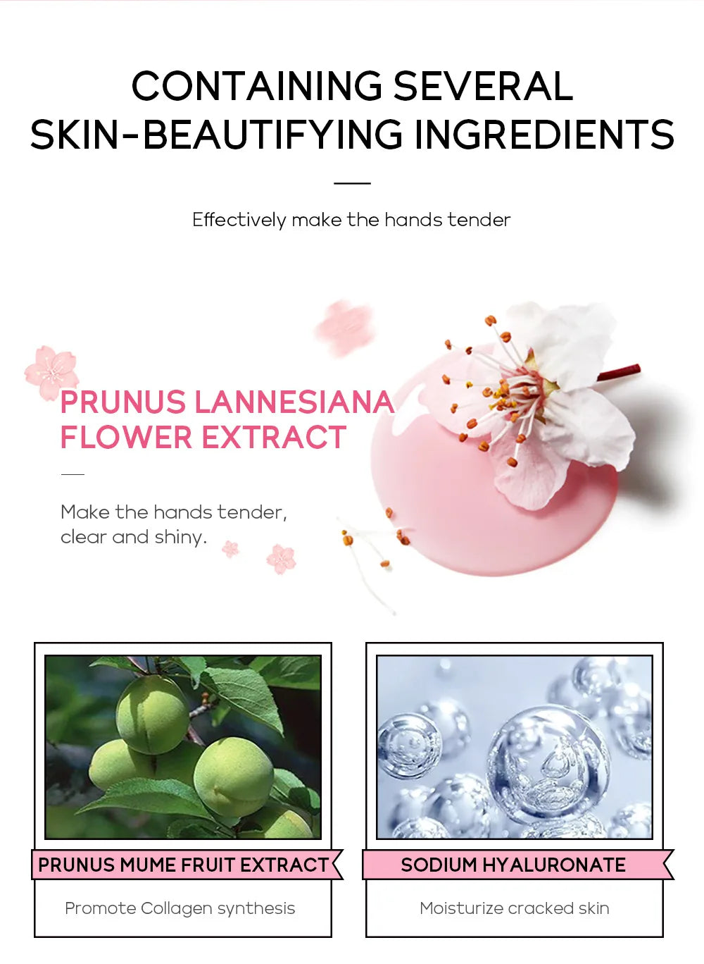 LAIKOU Sakura Crème pour les mains Blanchiment Élimination des rides Anti-fissure Hydratant Fade Lignes fines Corée Soins de la peau Santé Beauté 30g