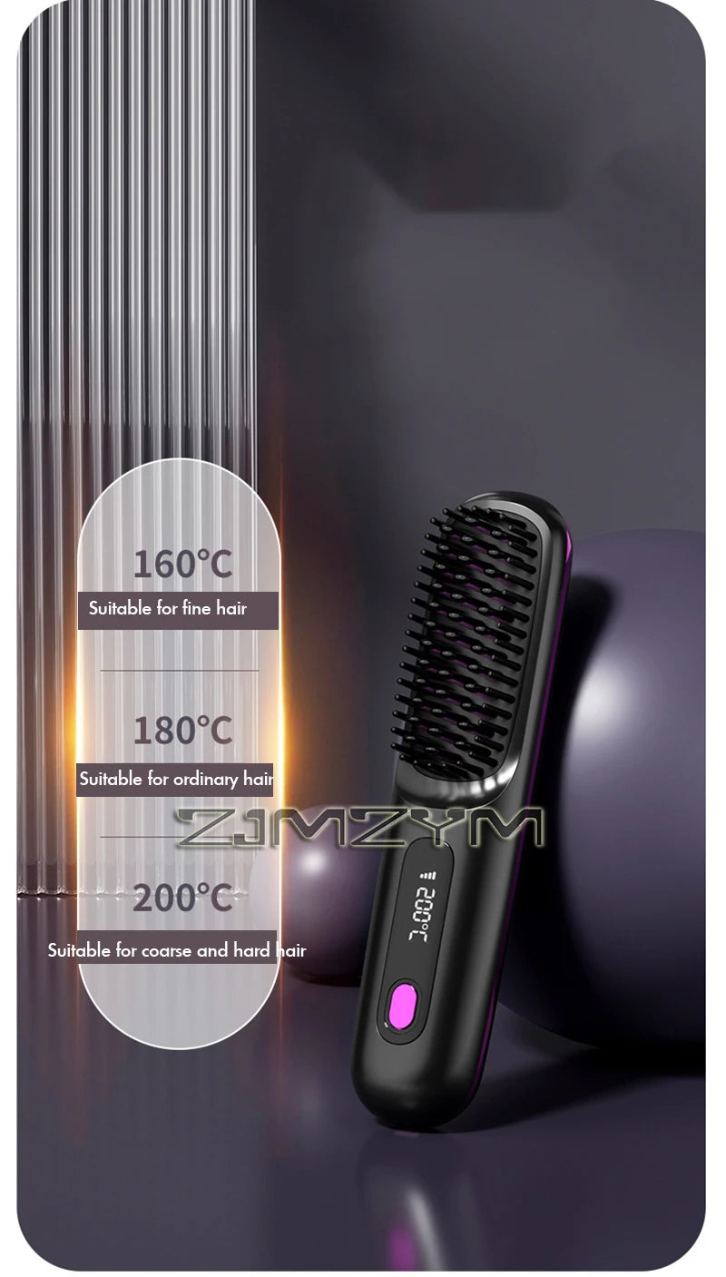 Lisseur à cheveux sans fil Lisseur à cheveux plats portable avec écran LCD Affichage numérique Outil de coiffure pour cheveux raides et bouclés