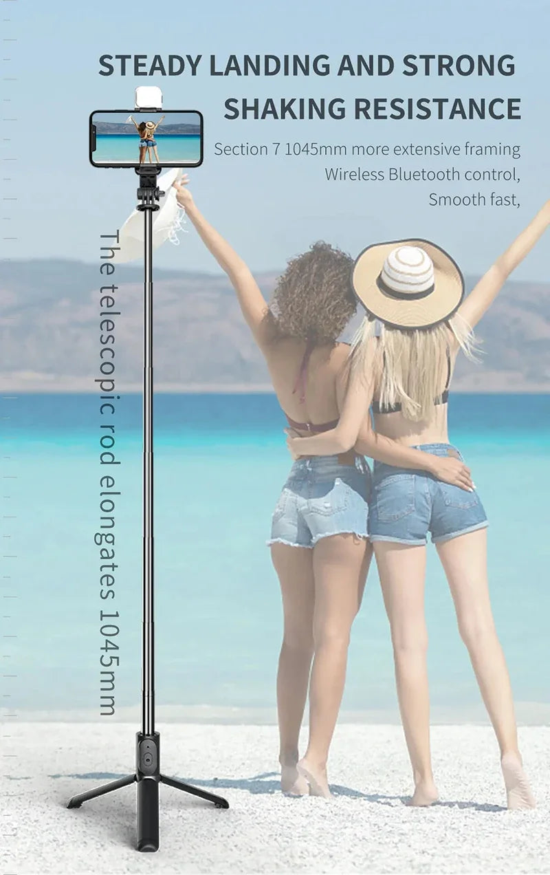 Xiaomi Mijia Selfie Stick 1045mm sans fil Bluetooth LED Fill Light Trépied étendu avec obturateur à distance pour téléphone portable Android IOS