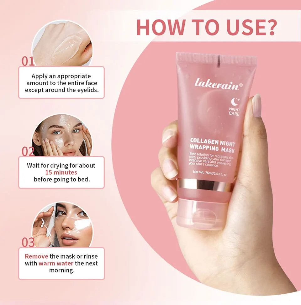 Crème de collagène Masque facial de nuit au collagène hydrolysé.