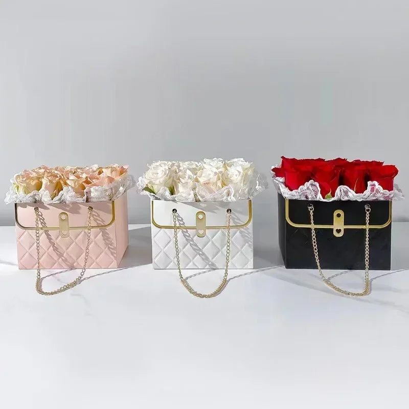 Boîte à fleurs, boîte d'emballage de roses, portable, pour la Saint-Valentin