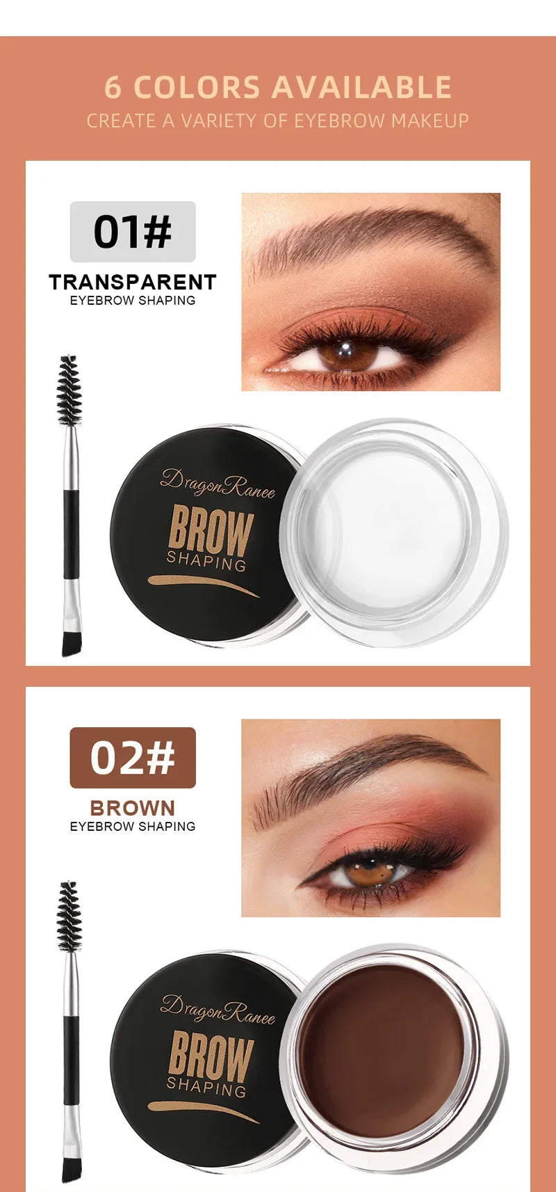 Crème pour sourcils noir brun mat 3D Teinte naturelle.