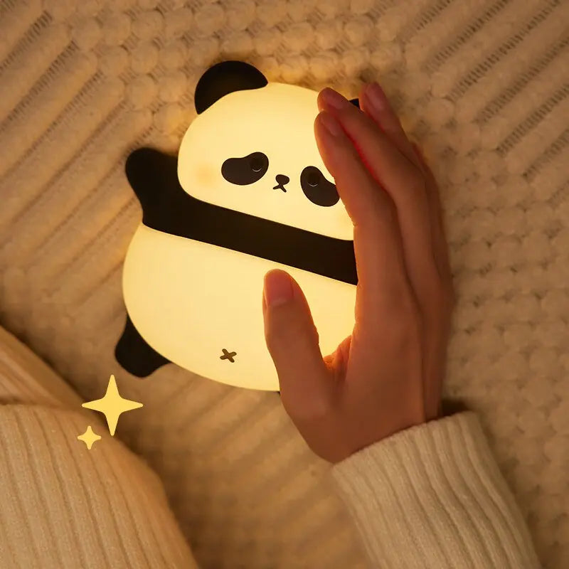 USB Rechargeable LED Veilleuse Mignon Dessin Animé Panda Silicone Lampe Timing Fonction Bureau Chevet Décor Enfants Veilleuse Cadeau