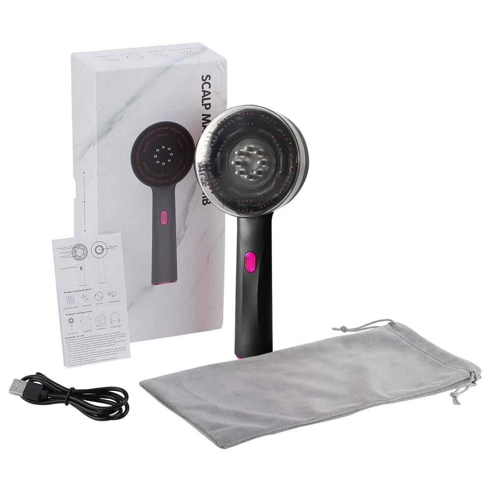 Brosse de massage à vibration électrique, portable, Applicateur liquide Masseur de cuir chevelu et Croissance des cheveux.