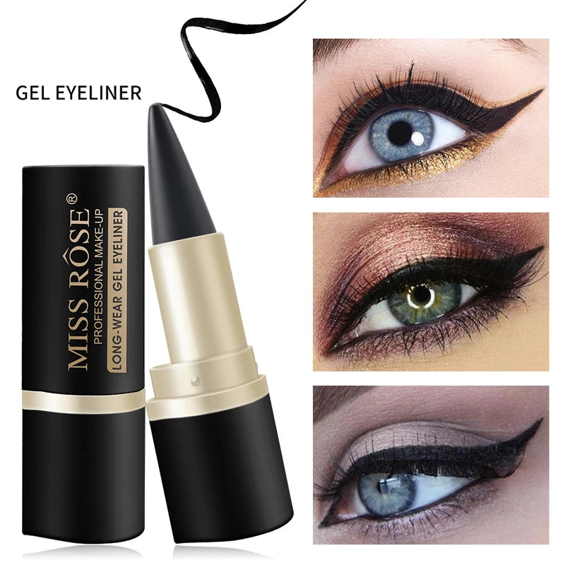 Eyeliner imperméable à séchage rapide, mat à extrémité unique noir solide.