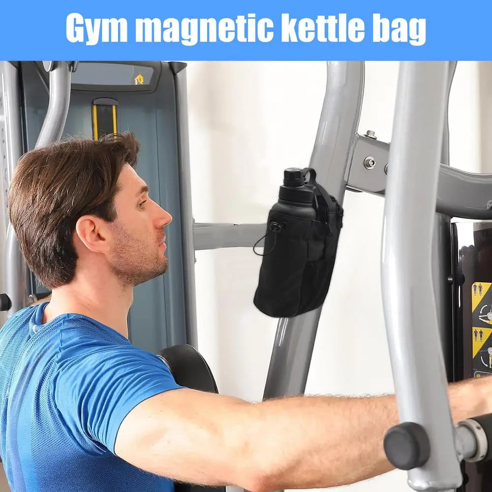 Sac à bandoulière magnétique pour salle de sport Bouteille d’eau et support de téléphone Sac à bandoulière imperméable pour les sports de plein air Accessoires de fitness de voyage
