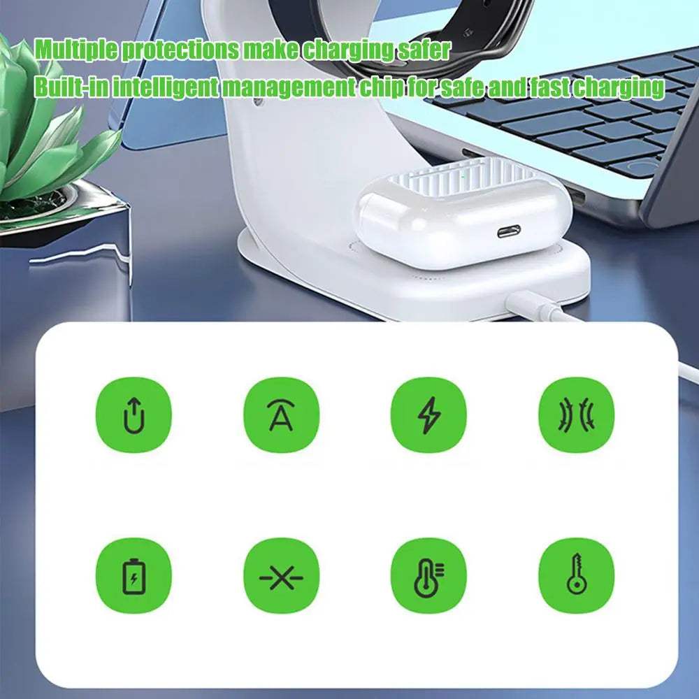 Chargeur sans fil 3 en 1 pour téléphone Support de chargeur magnétique rapide 15w Support de chargeur magnétique rapide Station de charge de chargeur de montre