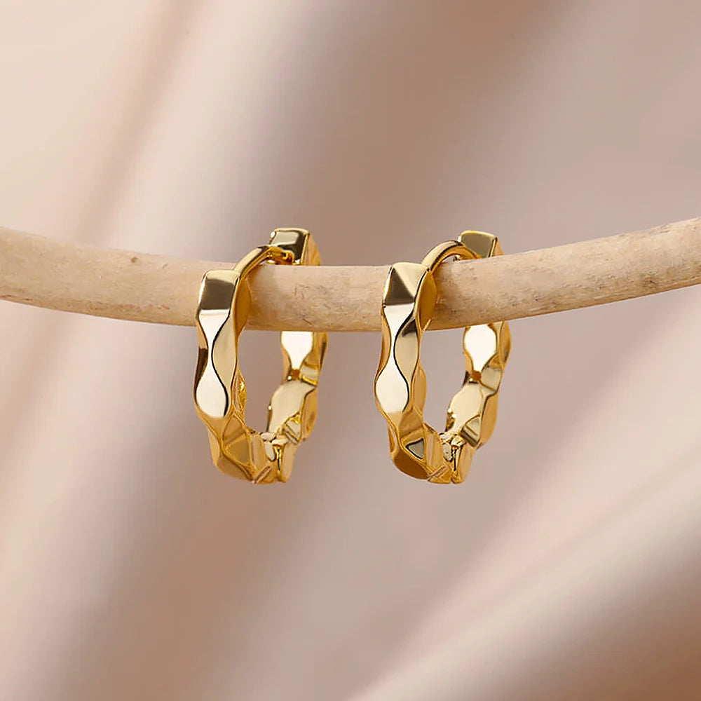 Boucles d'oreilles rondes élégantes pour femmes créoles en acier inoxydable de luxe Vintage Wedding Engagement Aesthetic Jewerly aretes