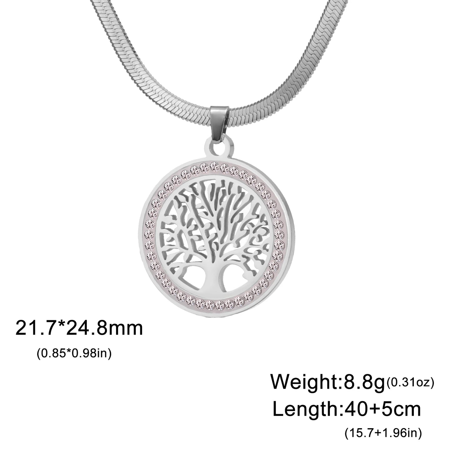 Collier LIKGREAT Arbre de Vie Celtique – Acier Inoxydable & Zircon, Style Vintage Unisexe